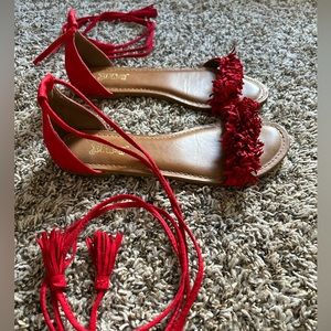 Brash Red lace up sandals
